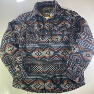 Jachs Jacket Mens Medium Black Aztec Wool Blend Coat Sherpa Lined Button Front